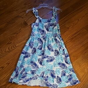 Family Matching Tropical Blue and White Dress